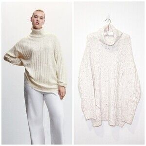 NWT Mango Wool Blended Turtleneck Sweater Plus Size in Ecru